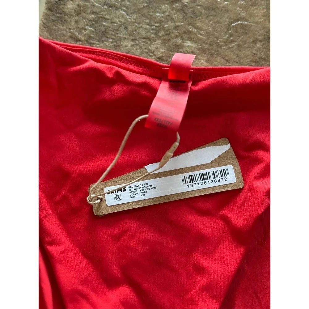 Skims Signature Swim Mid Waist Bottom Ruby Size XXS